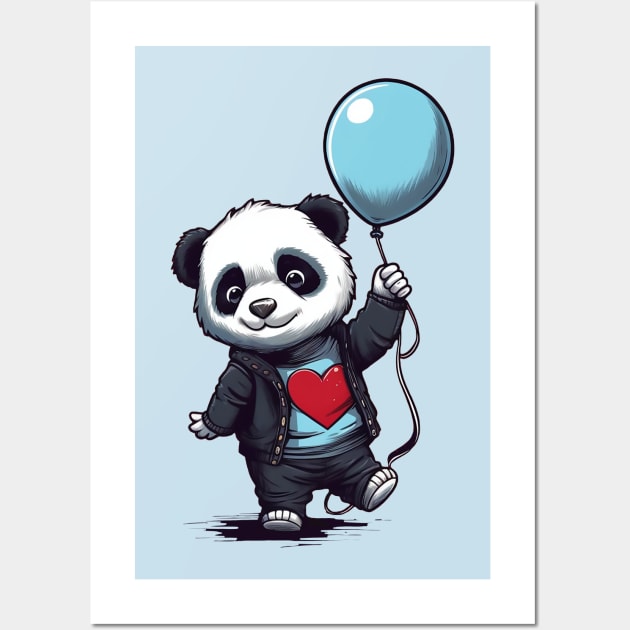 Little Baby Panda with Balloon Wall Art by DavidLoblaw